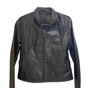 Venus Black Leather Jacket jacket with Silver Buckles Size Small